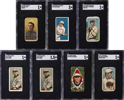 1909-11 T206 White Border and 1911 T205 Gold Border Hall of Famers SGC-Graded Collection (7) – Including Young, Mathewson, Johnson and Speaker